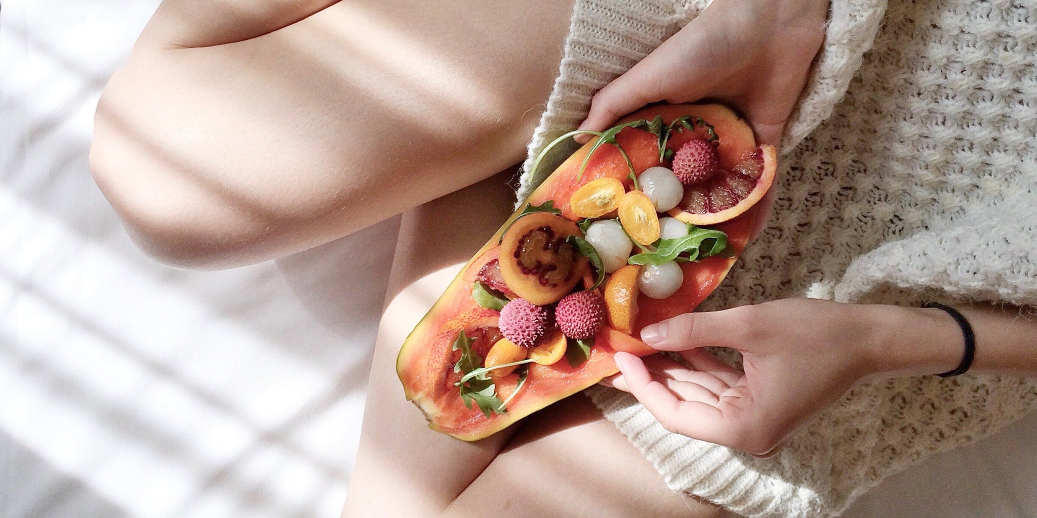 image of legs and papaya